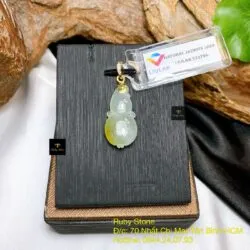 Mặt dây Hồ lô băng ngọc huyết, móc vàng 18k