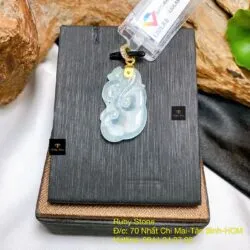 Mặt dây Ngọc bội như ý Băng ngọc, móc vàng 18k - Ảnh 2