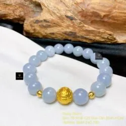 Vòng chuỗi ngọc tím lam 9.5 ly, mix charm vàng 24k - Ảnh 4