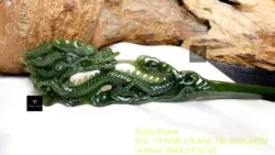 Trâm rồng Ngọc bích Canada xanh đậm chạm tay tinh xảo, KT 18cm - Ảnh 7