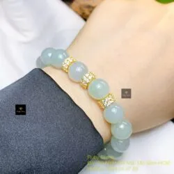 Vòng chuỗi Lam ngọc 10 ly mix charm vàng 18k - Ảnh 2