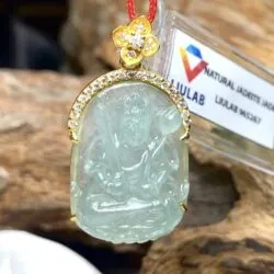 Hư Không Tạng Bồ Tát ngọc Phỉ thuý lão lam thuỷ, vàng 18k