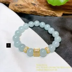 Vòng chuỗi Lam ngọc 10 ly mix charm vàng 18k - Hình ảnh 2