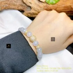 Vòng chuỗi Băng ngọc 9.3 ly mix charm vàng 18k - Hình ảnh 6