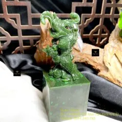 Ấn Phượng Hoàng ngọc bích Canada chạm tay tinh xảo, KT 5x5x14cm - Ảnh 3