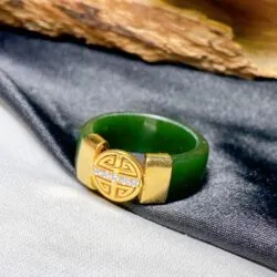 Nhẫn ngọc bích Canada thiết kế, vàng 18k - Hình ảnh 2