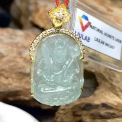 Hư Không Tạng Bồ Tát ngọc Phỉ thuý lão lam thuỷ, vàng 18k