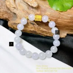 Vòng chuỗi Băng ngọc 9.5 ly, mix charm vàng 24k