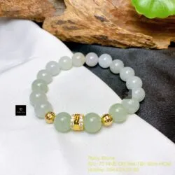 Chuỗi ngọc Cẩm thạch lam 10 ly mix charm vàng 18k