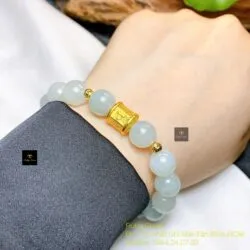 Chuỗi ngọc Cẩm thạch 10 ly mix charm vàng 24k - Hình ảnh 5