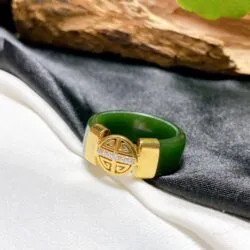 Nhẫn ngọc bích Canada thiết kế, vàng 18k - Hình ảnh 5