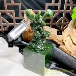 Ấn Phượng Hoàng ngọc bích Canada chạm tay tinh xảo, KT 5x5x14cm - Ảnh 4
