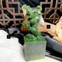 Ấn Phượng Hoàng ngọc bích Canada chạm tay tinh xảo, KT 5x5x14cm - Ảnh 2