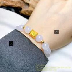 Vòng chuỗi Băng ngọc 9.5 ly, mix charm vàng 24k - Ảnh 2