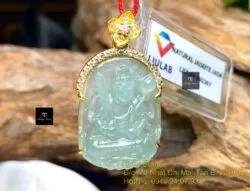 Hư Không Tạng Bồ Tát ngọc Phỉ thuý lão lam thuỷ, vàng 18k