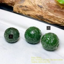 Mặt dây chuyền Trái châu Ngọc bích chạm trổ tinh xảo