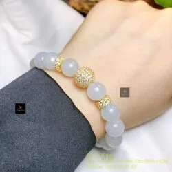 Vòng chuỗi Băng ngọc 10 ly mix charm vàng 18k - Ảnh 2