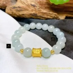 Chuỗi ngọc Cẩm thạch 10 ly mix charm vàng 24k