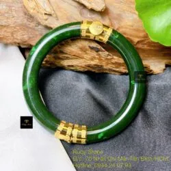 Vòng tay ngọc bích Canada, khóa vặn, vàng 18k - Hình ảnh 4