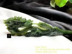 Trâm rồng Ngọc bích Canada xanh đậm chạm tay tinh xảo, KT 18cm - Ảnh 5