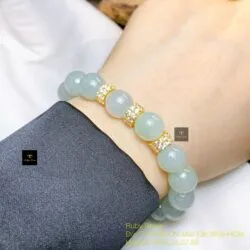 Vòng chuỗi Lam ngọc 10 ly mix charm vàng 18k - Ảnh 5