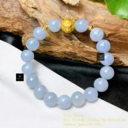Vòng chuỗi ngọc tím lam 9.5 ly, mix charm vàng 24k