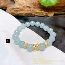 Vòng chuỗi Lam ngọc 10 ly mix charm vàng 18k