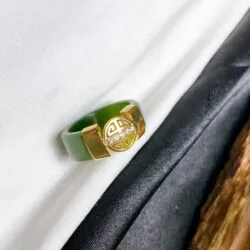 Nhẫn ngọc bích Canada thiết kế, vàng 18k - Hình ảnh 4