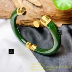 Vòng tay ngọc bích Canada, khóa vặn, vàng 18k - Hình ảnh 3