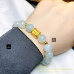 Chuỗi ngọc Cẩm thạch 10 ly mix charm vàng 24k - Hình ảnh 4