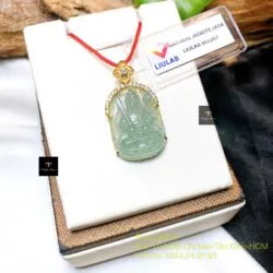 Hư Không Tạng Bồ Tát ngọc Phỉ thuý lão lam thuỷ, vàng 18k - Hình ảnh 3
