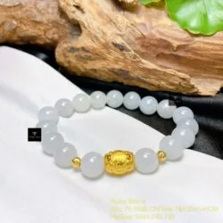 Chuỗi băng ngọc 10 ly, mix charm vàng 24k