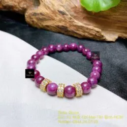 Vòng chuỗi Ruby Nam Phi 7,3 ly mix charm vàng 18k - Ảnh 4