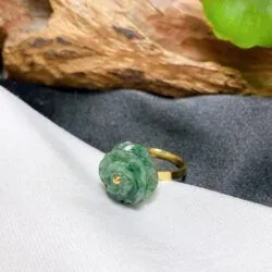Nhẫn hoa mẫu đơn ngọc Cẩm thạch, vàng 18k - Ảnh 4