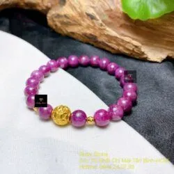 Vòng chuỗi Ruby Nam Phi 8 ly mix charm vàng 24k - Hình ảnh 3