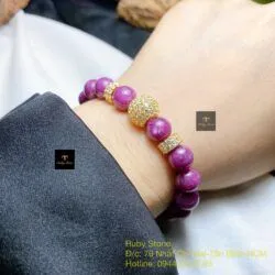 Vòng chuỗi Ruby Nam Phi 8,6 ly mix charm vàng 18k - Ảnh 5