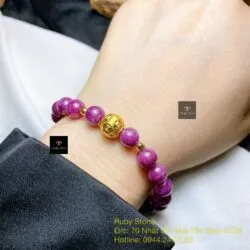 Vòng chuỗi Ruby Nam Phi 8 ly mix charm vàng 24k - Hình ảnh 4