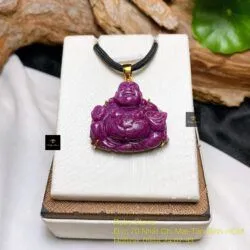 Phật Di Lặc Ruby Nam Phi, KT 30mm, vàng 18k - Ảnh 3