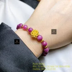 Vòng chuỗi Ruby Nam Phi 7,2 ly mix charm vàng 24k - Ảnh 3