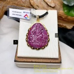 Phật bản mệnh Ruby Nam Phi, KT 30mm, vàng 18k - Ảnh 3
