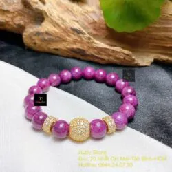 Vòng chuỗi Ruby Nam Phi 8,6 ly mix charm vàng 18k - Ảnh 2