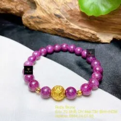 Vòng chuỗi Ruby Nam Phi 8 ly mix charm vàng 24k - Hình ảnh 2