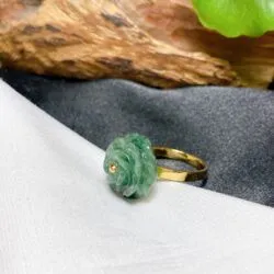 Nhẫn hoa mẫu đơn ngọc Cẩm thạch, vàng 18k - Ảnh 3