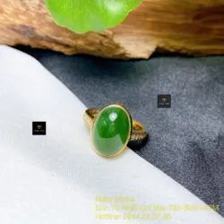 Nhẫn oval Ngọc bích Canada, vàng 18k - Hình ảnh 5