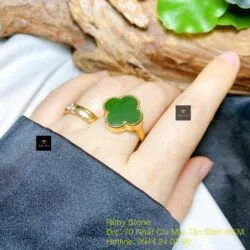 Nhẫn cỏ bốn cánh Ngọc bích Canada, vàng 18k - Ảnh 3