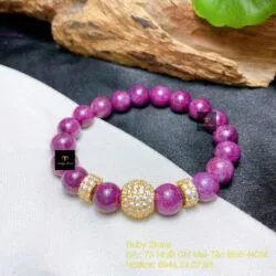 Vòng chuỗi Ruby Nam Phi 8,6 ly mix charm vàng 18k