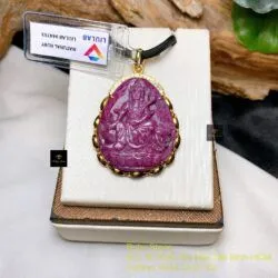 Phật bản mệnh Ruby Nam Phi, KT 30mm, vàng 18k
