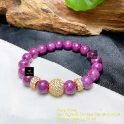 Vòng chuỗi Ruby Nam Phi 8,6 ly mix charm vàng 18k - Ảnh 4