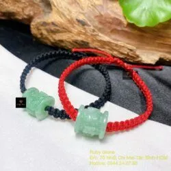 Lu thống ngọc Cẩm thạch xanh lý khắc chú Om - Hình ảnh 2