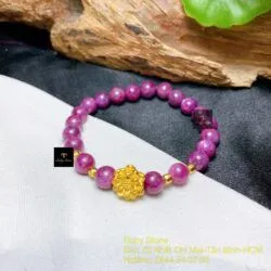 Vòng chuỗi Ruby Nam Phi 7,2 ly mix charm vàng 24k - Ảnh 4